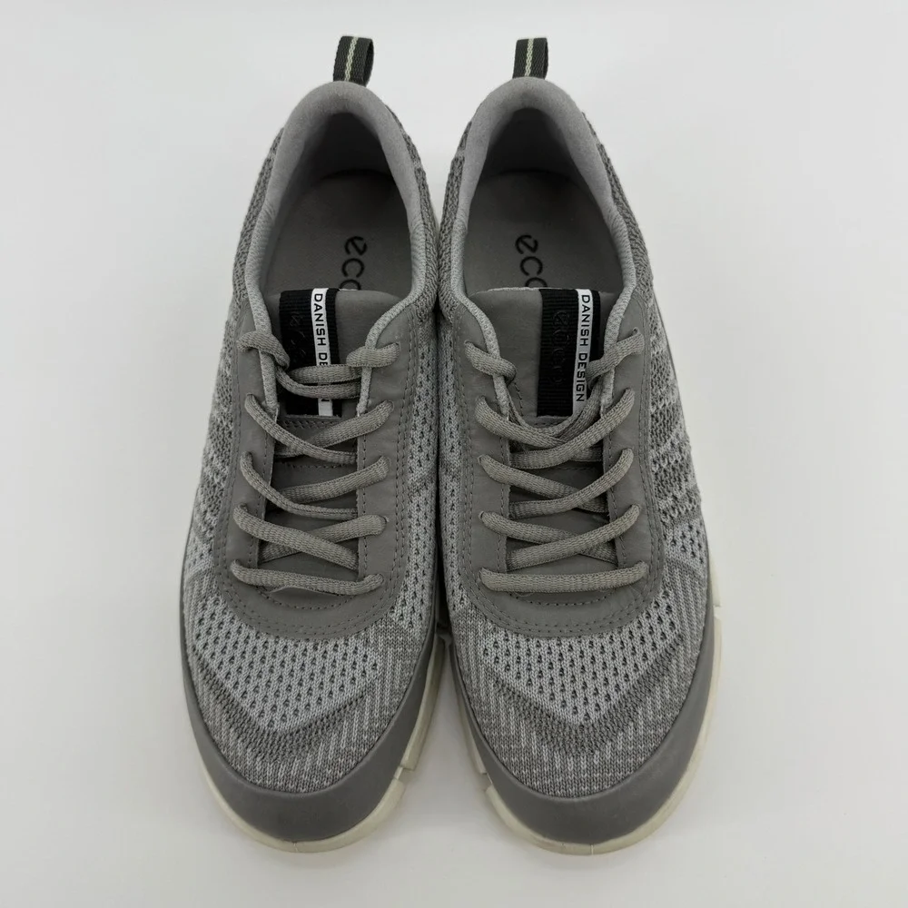 ECCO Intrinsic Knit Grey Mesh Leather Sneakers EU 38 US Women 7-7.5 Danish